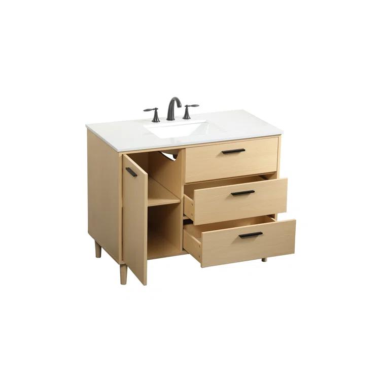 Baldwin 42'' Single Bathroom Vanity with Engineered Marble Top