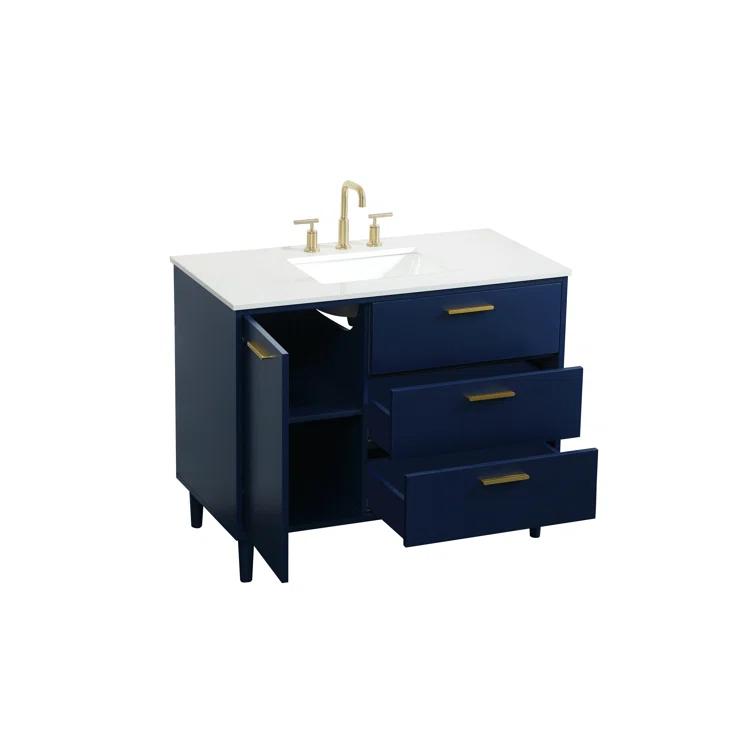 Burroughs 42'' Single Bathroom Vanity with Engineered Marble Top