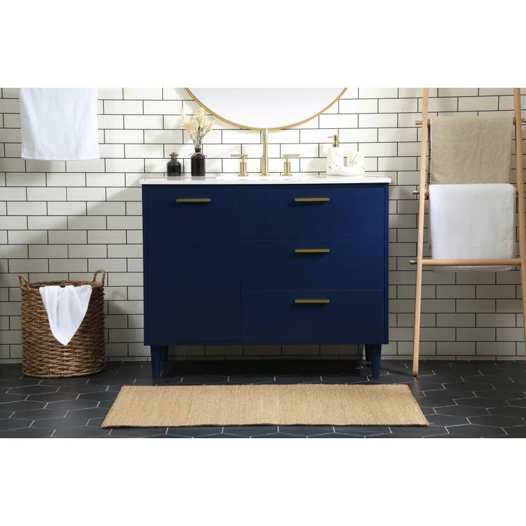 Burroughs 42'' Single Bathroom Vanity with Engineered Marble Top