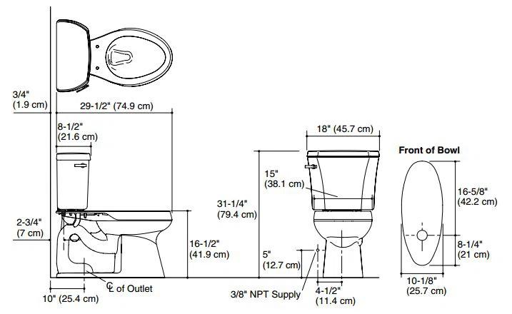 Highline™ 1.28 GPF Water Efficient Elongated Two-Piece Toilet (Seat Not Included)