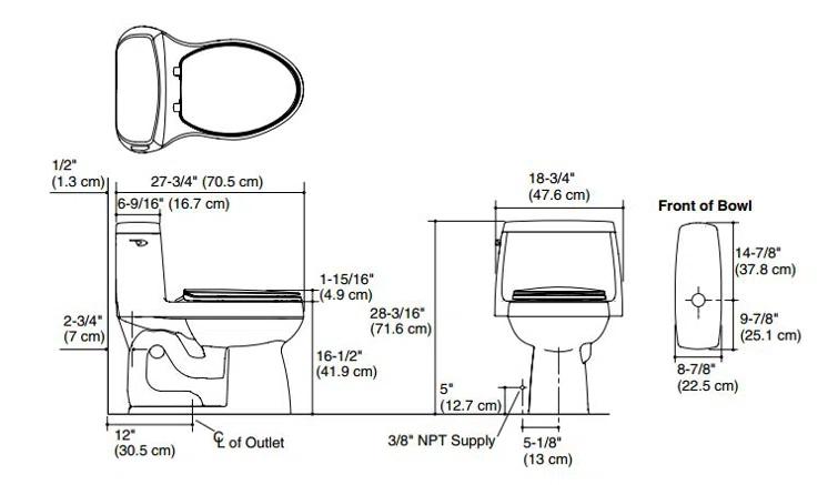 Santa Rosa™ 1.28 GPF Water Efficient Elongated One-Piece Toilet