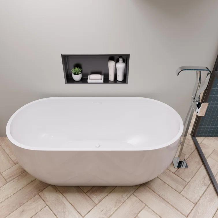 59'' x 28'' Freestanding Soaking Acrylic Bathtub