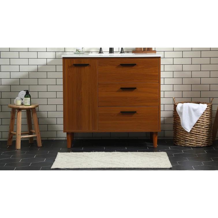 Burnie 36'' Single Bathroom Vanity with Engineered Marble Top