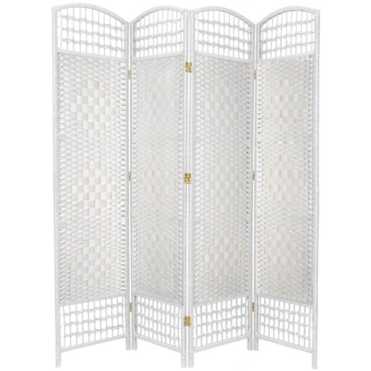 5 1/2 ft. Tall Fiber Weave Room Divider - White (4 Panels)