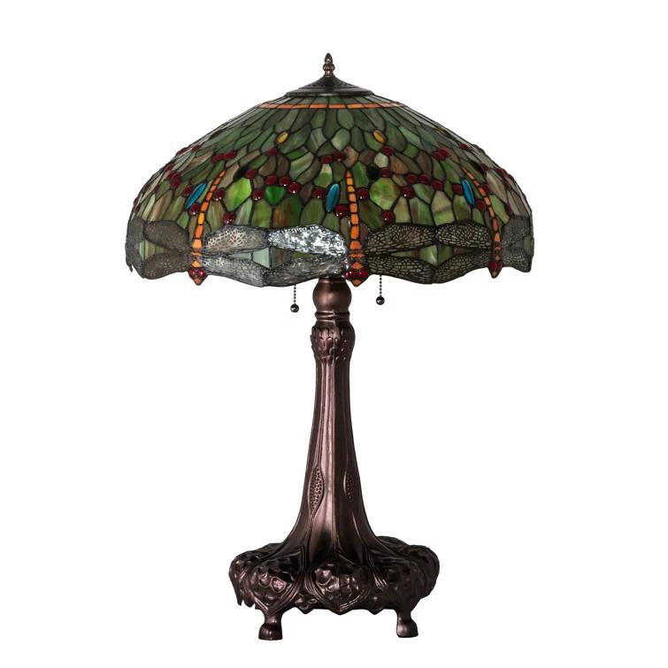 Meyda Lighting 31" High Tiffany Hanginghead Dragonfly Table Lamp