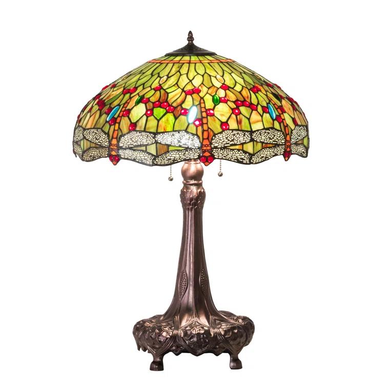 Meyda Lighting 31" High Tiffany Hanginghead Dragonfly Table Lamp