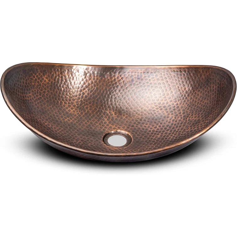 Pure Copper Hand Hammered Harbor Bathroom Vessel Sink 19"