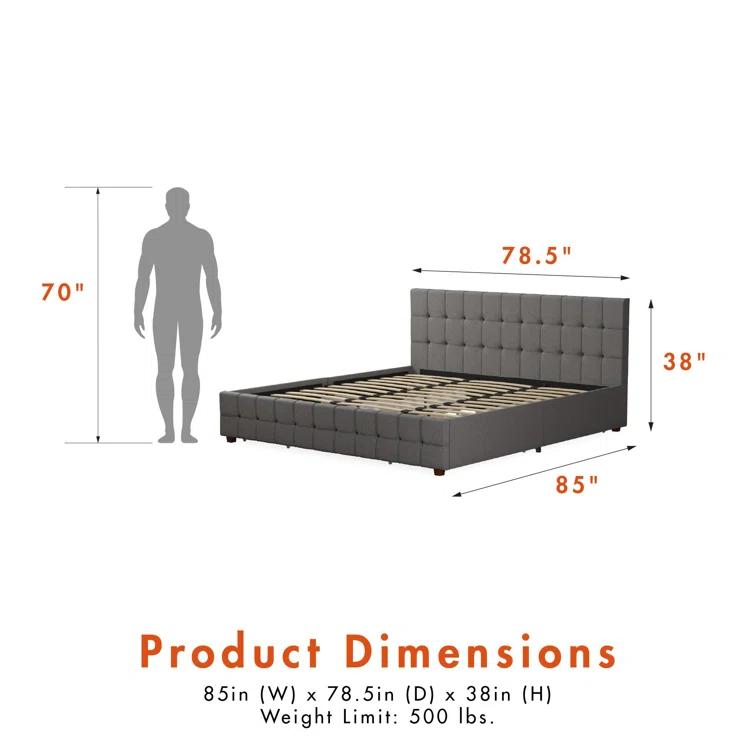 Elizabeth Tufted Upholstered Low Profile Storage Platform Bed