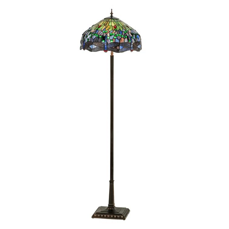 151154 Meyda 67"H Tiffany Hanginghead Dragonfly Floor Lamp