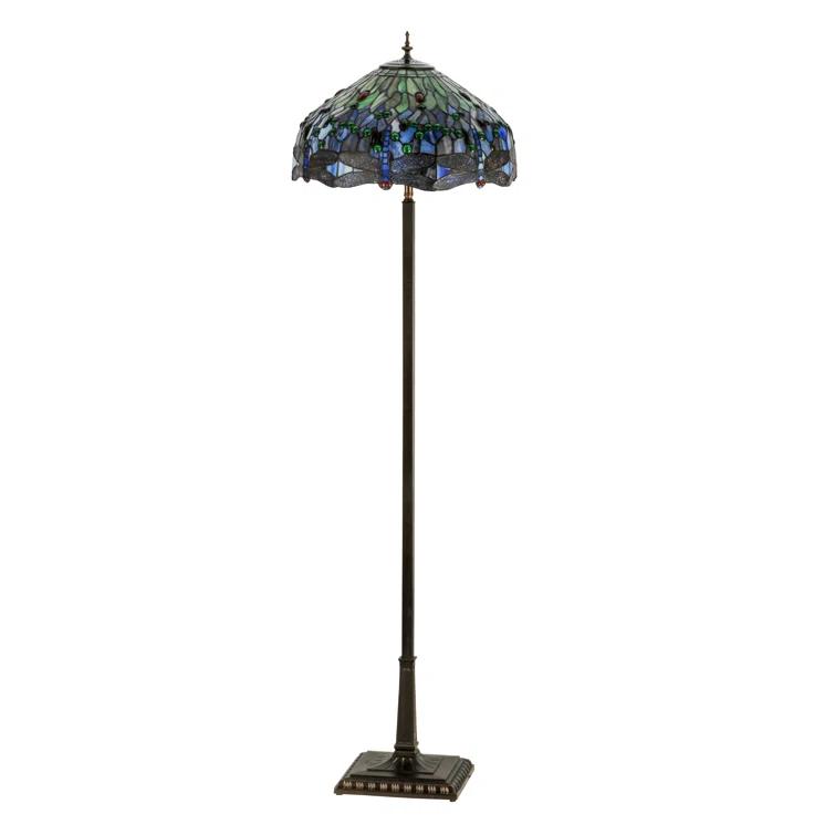 151154 Meyda 67"H Tiffany Hanginghead Dragonfly Floor Lamp