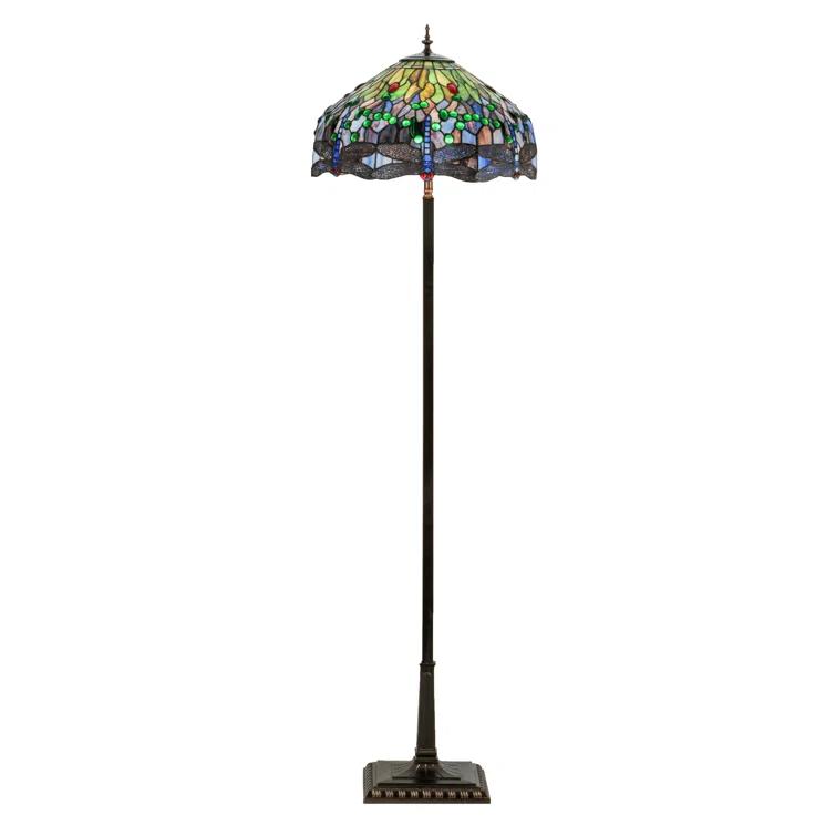 151154 Meyda 67"H Tiffany Hanginghead Dragonfly Floor Lamp