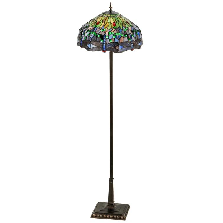 151154 Meyda 67"H Tiffany Hanginghead Dragonfly Floor Lamp