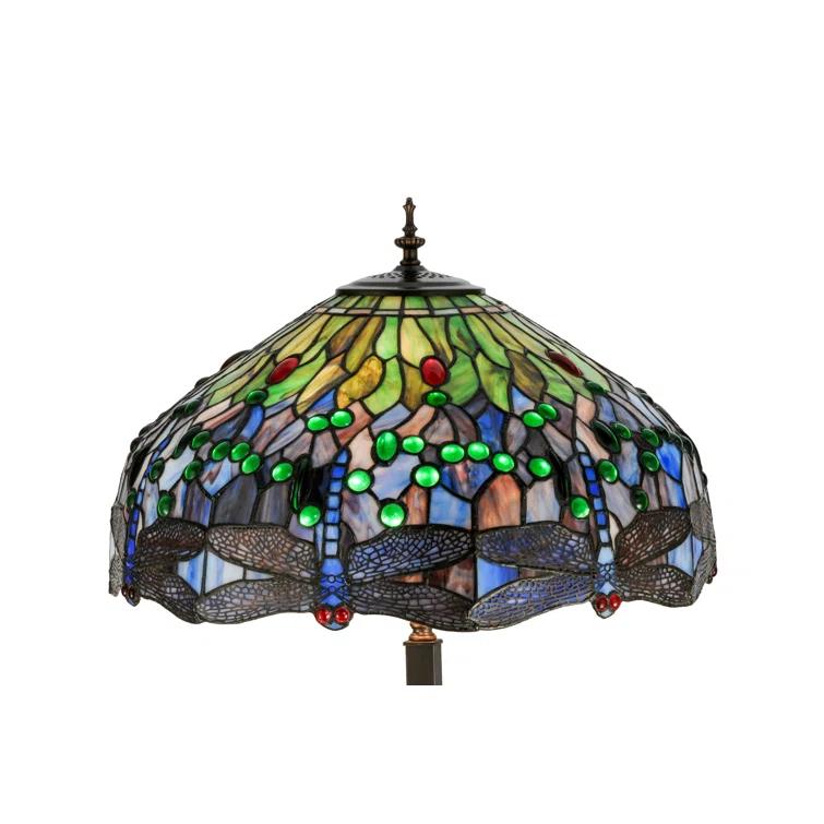 151154 Meyda 67"H Tiffany Hanginghead Dragonfly Floor Lamp