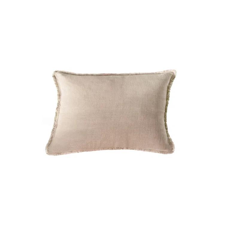 Anaya Fringed Linen Reversible Throw Pillow