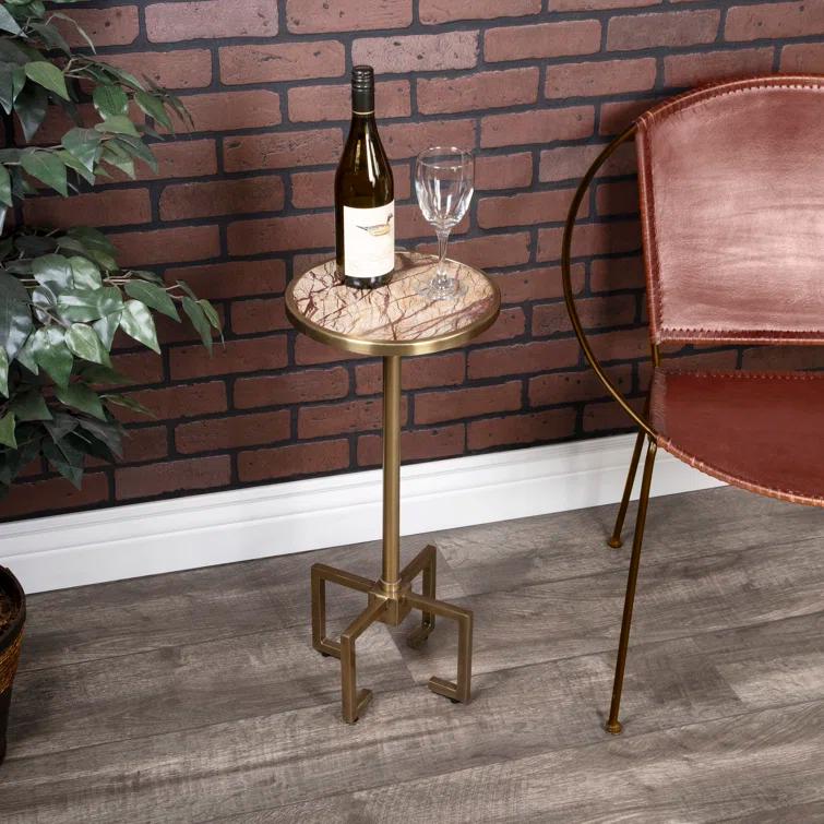 Butler Specialty Mash Metal & Marble End Table In Gold