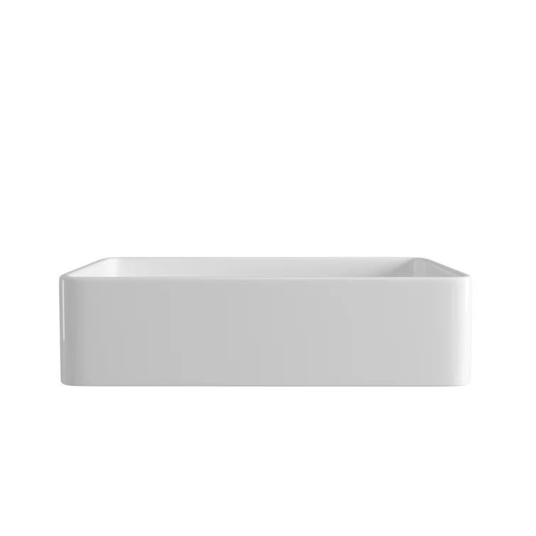 33" L x 20" W Fireclay Farmhouse Kitchen Sink with Sink Grid and Basket Strainer