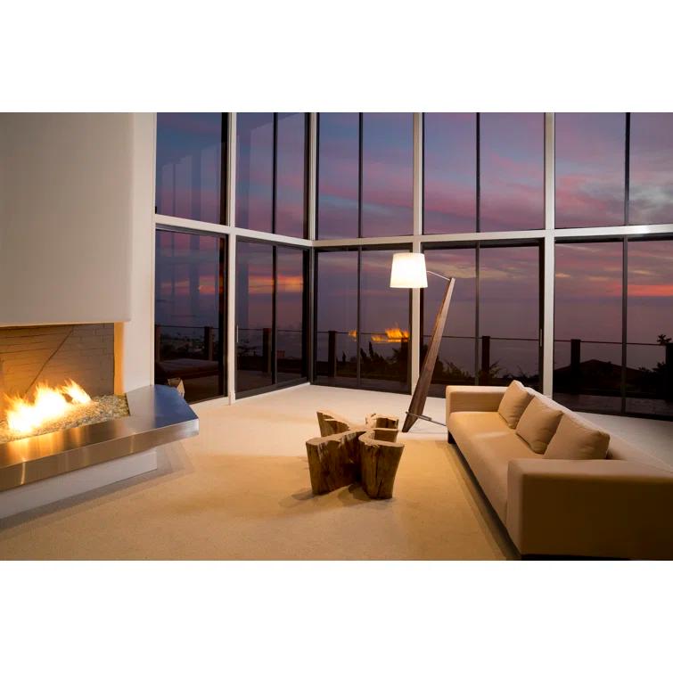 Silva Dark Stained Walnut Floor Lamp with Linen Shade