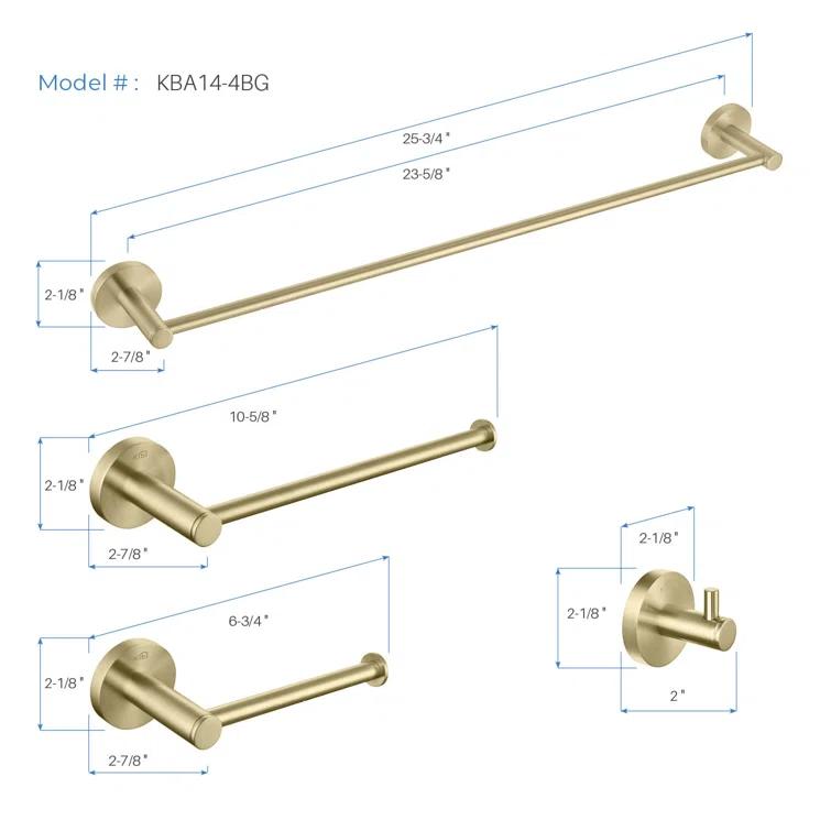 KIBI C-KBA14-4BG Circular 4 - Piece Bathroom Hardware Set