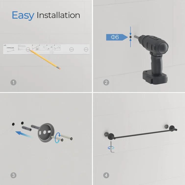 KIBI C-KBA14-4BG Circular 4 - Piece Bathroom Hardware Set