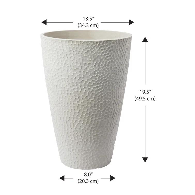 Algreen Valencia Planter, Hammered Texture Planter, 15-In. by 20-In. Height, Weathered White