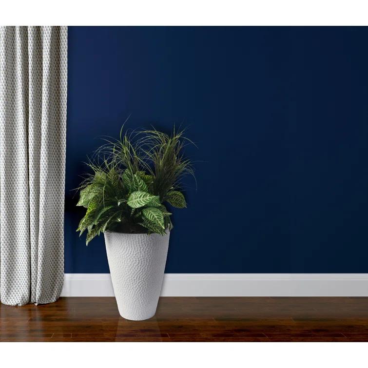 Algreen Valencia Planter, Hammered Texture Planter, 15-In. by 20-In. Height, Weathered White