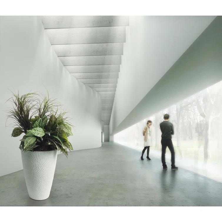 Algreen Valencia Planter, Hammered Texture Planter, 15-In. by 20-In. Height, Weathered White