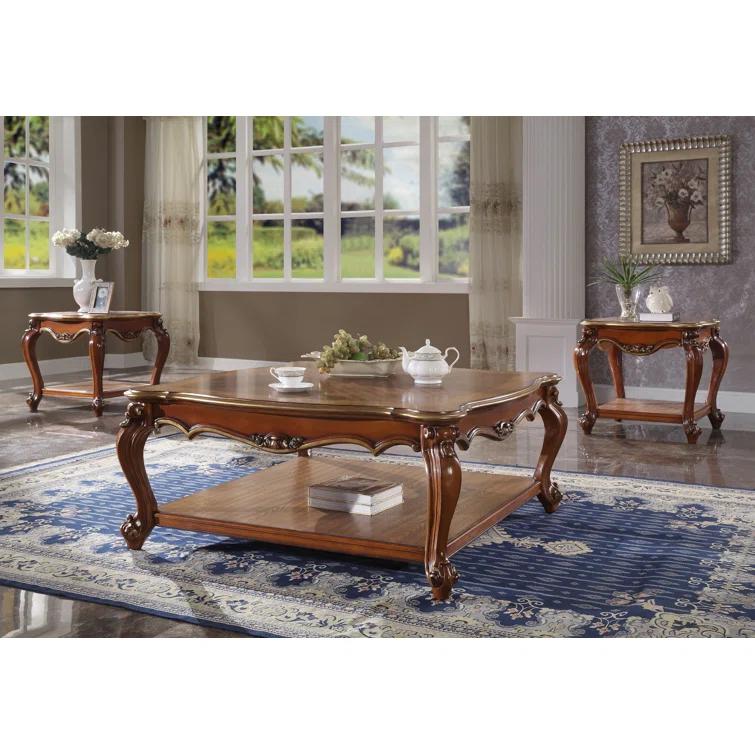 FOSHNATURE Solid Wood 4 Legs Coffee Table with Storage | Wayfair