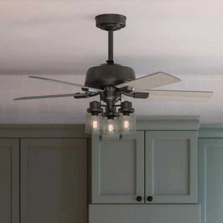 Hunter Fan 44" Hartland 5 - Blade Modern Farmhouse Indoor Ceiling Fan with Lights and Pull Chains & Reviews | Wayfair