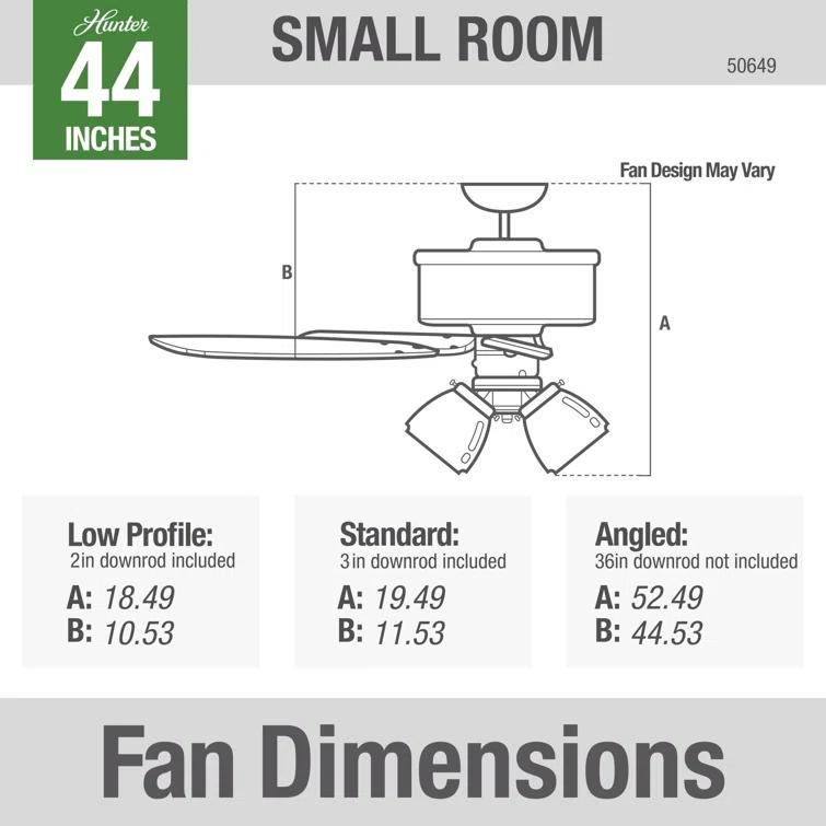 44" Hartland 5 - Blade Modern Farmhouse Indoor Ceiling Fan with Lights and Pull Chains
