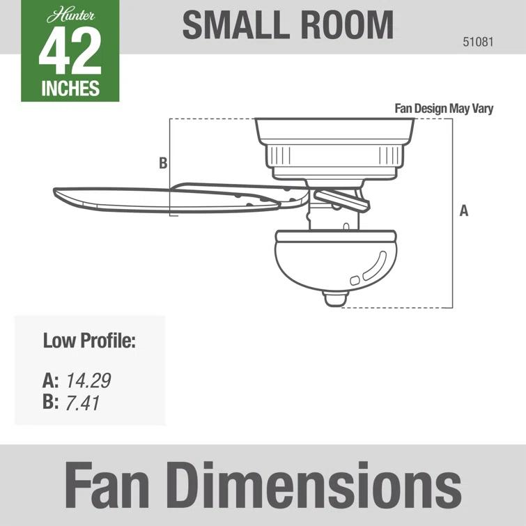 Hunter Fan Newsome 42" 5 - Blade Traditional Flush Mount Indoor Ceiling Fan with Lights and Pull Chains