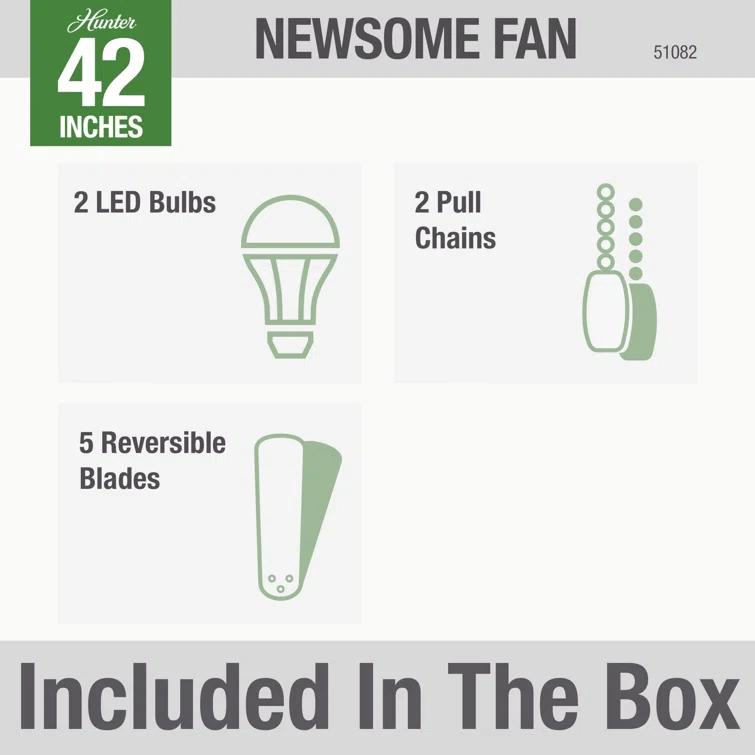 Newsome 42" 5 - Blade Traditional Flush Mount Indoor Ceiling Fan with Lights and Pull Chains