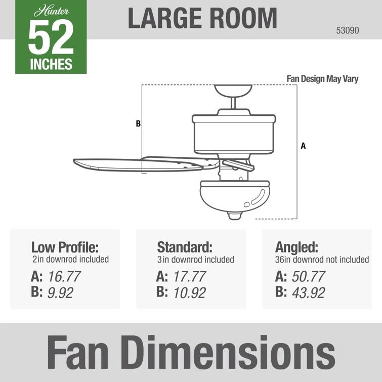 52" Builder Deluxe 5 - Blade Standard Ceiling Fan with Pull Chain and Light Kit Included