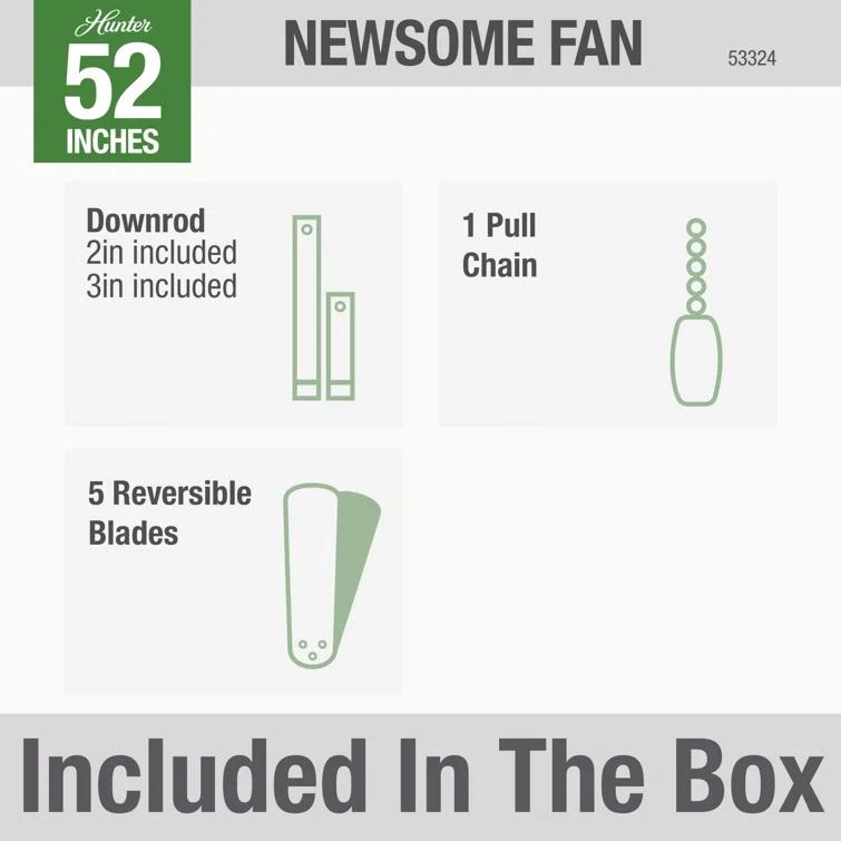 52" Newsome 5 - Blade Outdoor Standard Ceiling Fan with Pull Chain