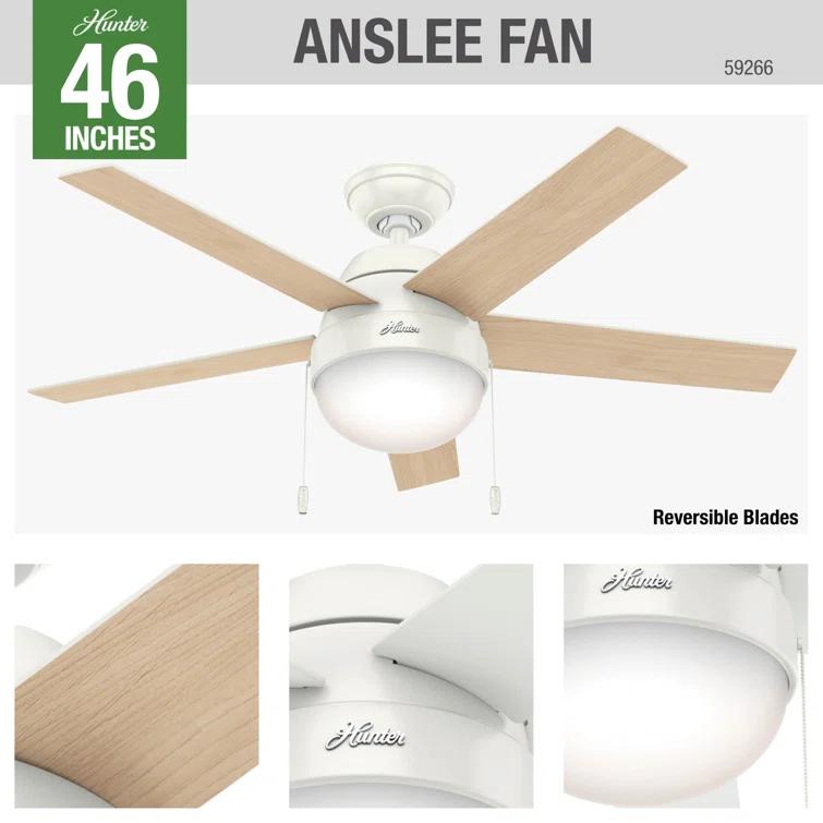46" Anslee Standard Ceiling Fan with Pull Chain and Light Kit Included