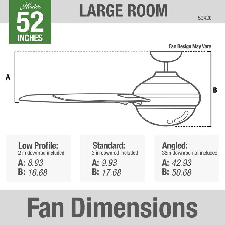 Hunter Fan 52" Coral Bay 5 - Blade Outdoor Standard Ceiling Fan with Remote Control and Light Kit Included