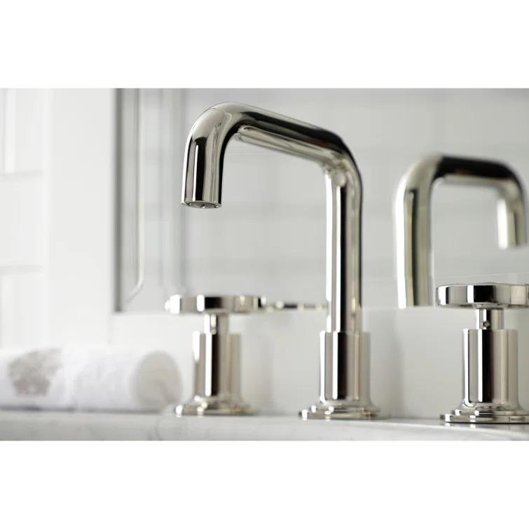 Kingston Brass Belknap Two-Handle 3-Hole Deck Mount Widespread Bathroom Faucet with Push Pop-Up Drain