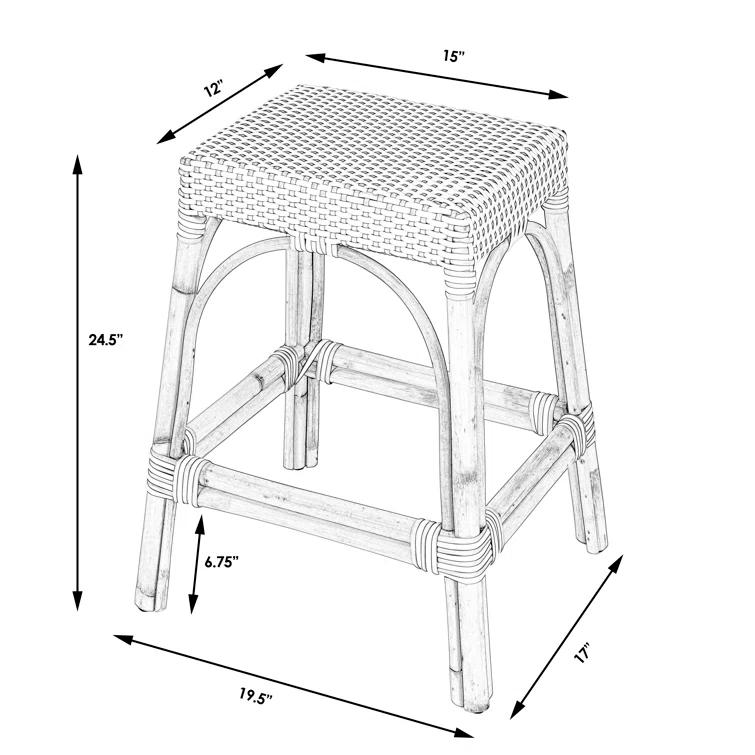 Butler Specialty Company Robias Rattan 24.5" Counter Stool - Gray & White Stripe