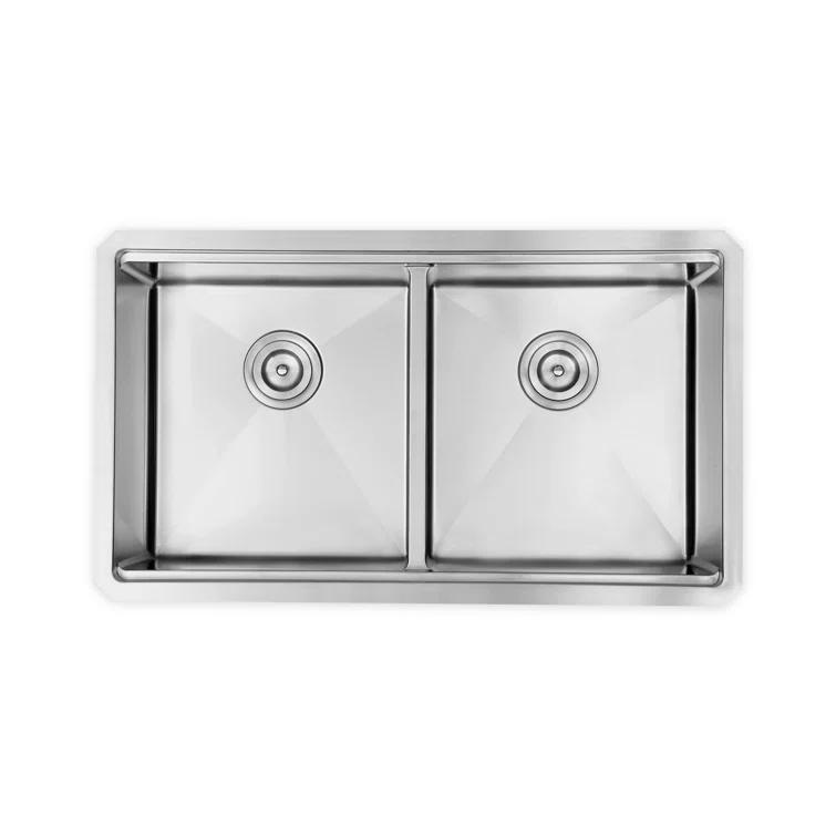 Sinber 33" Undermount Double Bowl Workstation Kitchen Sink with 304 Stainless Steel