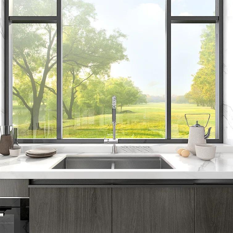 Sinber 33" Undermount Double Bowl Workstation Kitchen Sink with 304 Stainless Steel