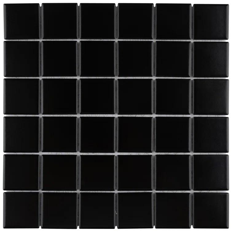 Merola Tile Metro Quad Matte Black 11-3/4" x 11-3/4" Porcelain Mosaic Floor and Wall Tile