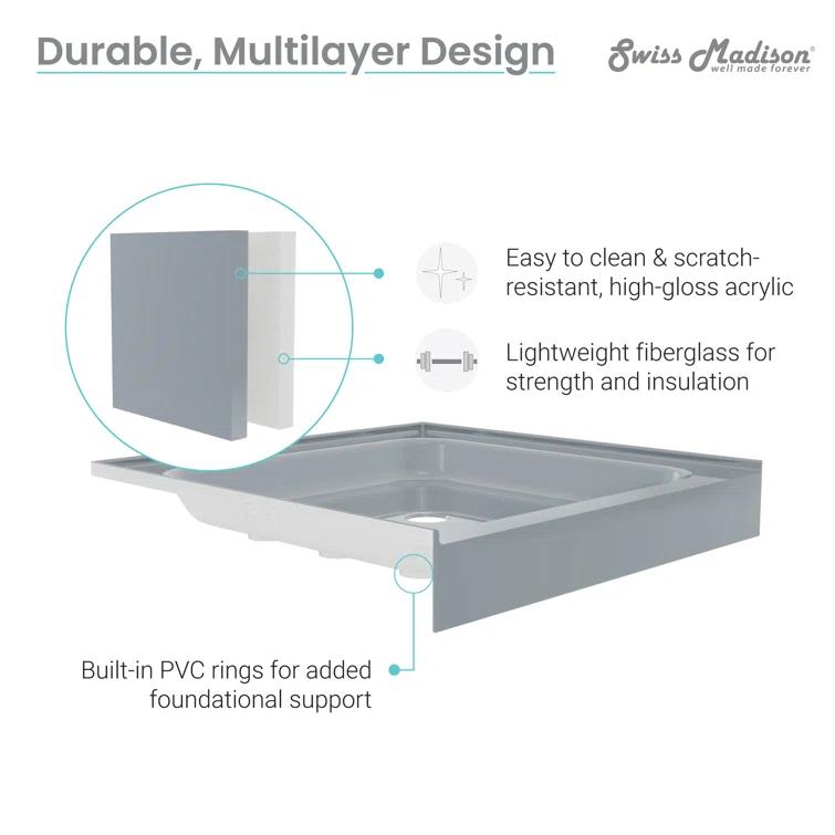 Voltaire 48" x 36" Single-Threshold, Shower Base