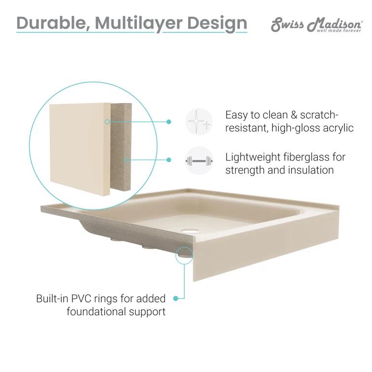 Voltaire 48" x 36" Single-Threshold, Shower Base
