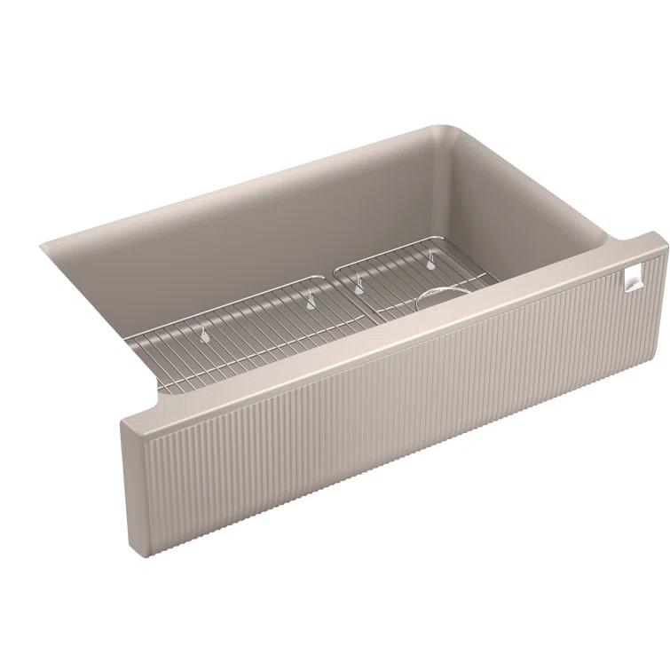 Cairn Undermount Single-Bowl Farmhouse Kitchen Sink with Fluted Design