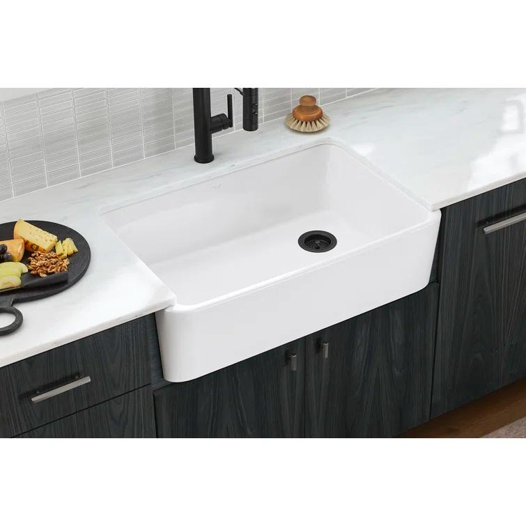 Ironridge 34" Undermount Single-Bowl Farmhouse Cast Iron Kitchen Sink with Apron Front