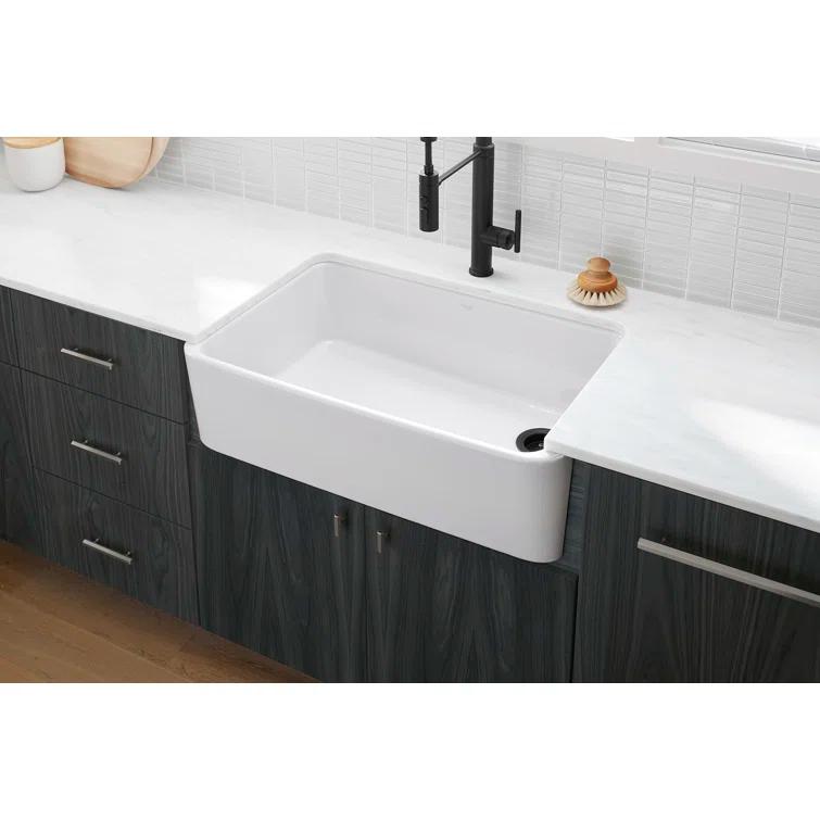 Ironridge 34" Undermount Single-Bowl Farmhouse Cast Iron Kitchen Sink with Apron Front