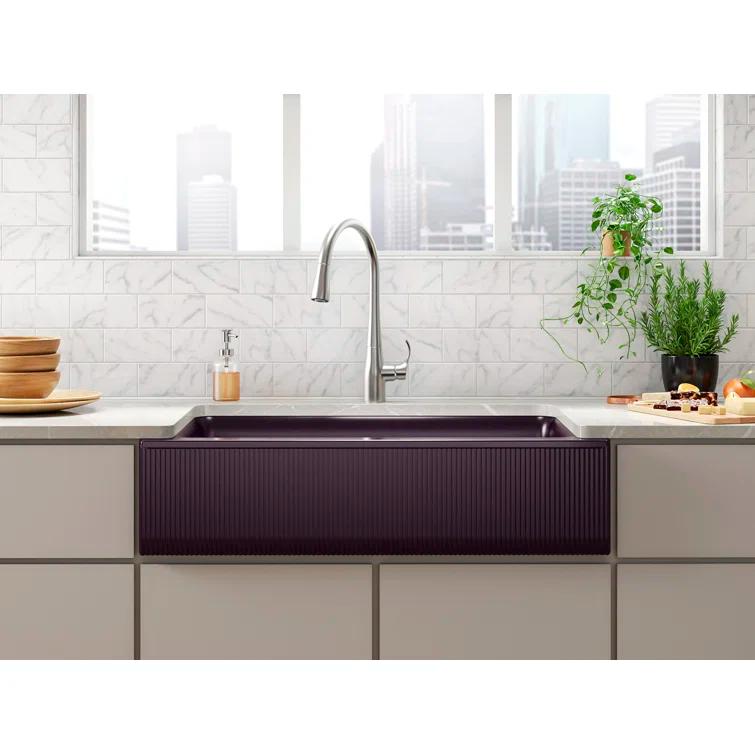 Cairn Undermount Single-Bowl Farmhouse Kitchen Sink with Fluted Design