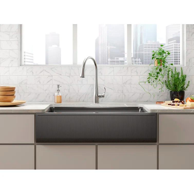 Cairn Undermount Single-Bowl Farmhouse Kitchen Sink with Fluted Design