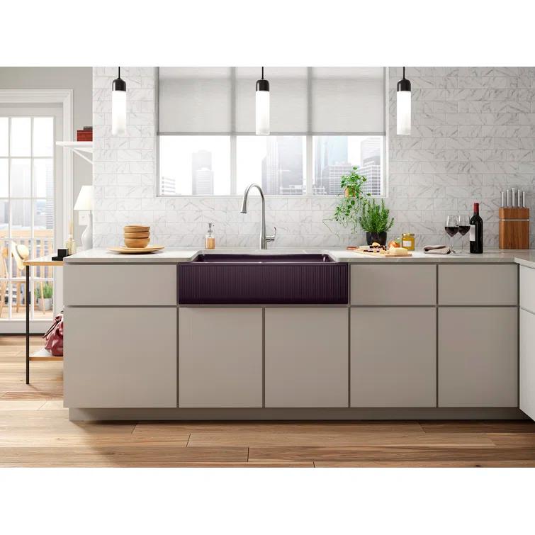 Cairn Undermount Single-Bowl Farmhouse Kitchen Sink with Fluted Design