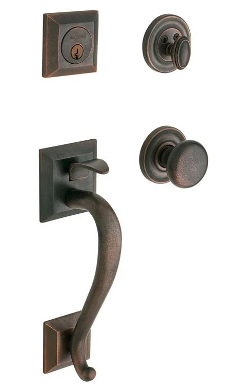 Distressed Oil Rubbed Bronze Single Cylinder Handleset with Classic Knob