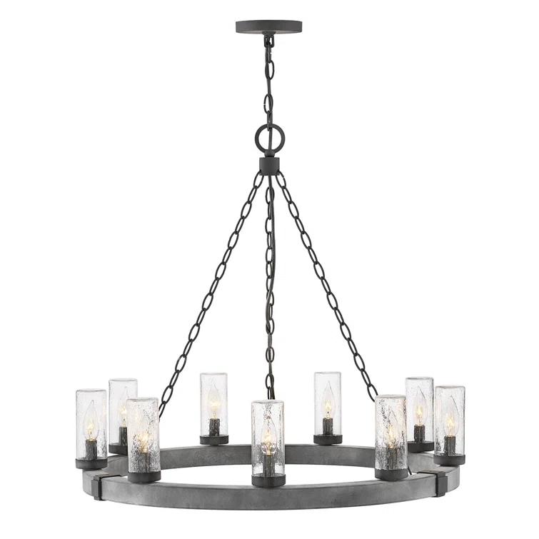 Sawyer 30" Nine-Light 12v Outdoor Candle Chandelier - LEDs Included